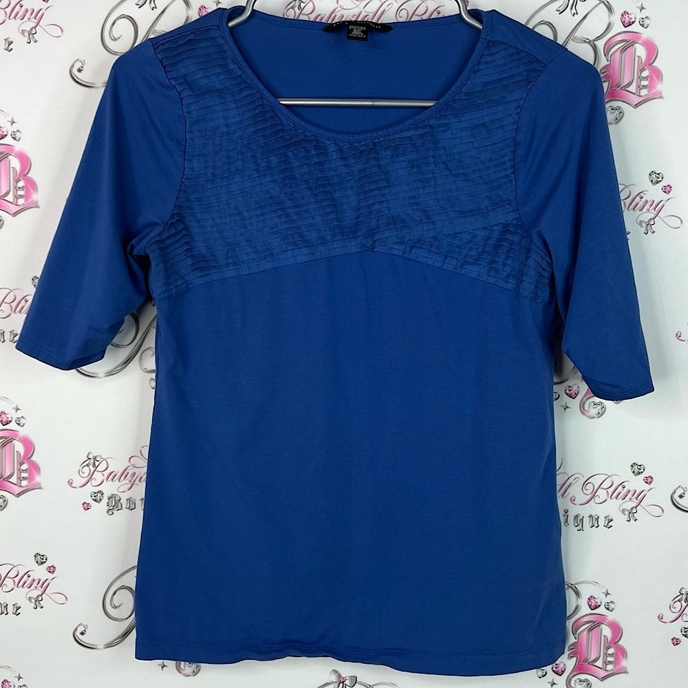 Banana Republic tee tshirt textured front pattern stretch Royal Blue Blouse